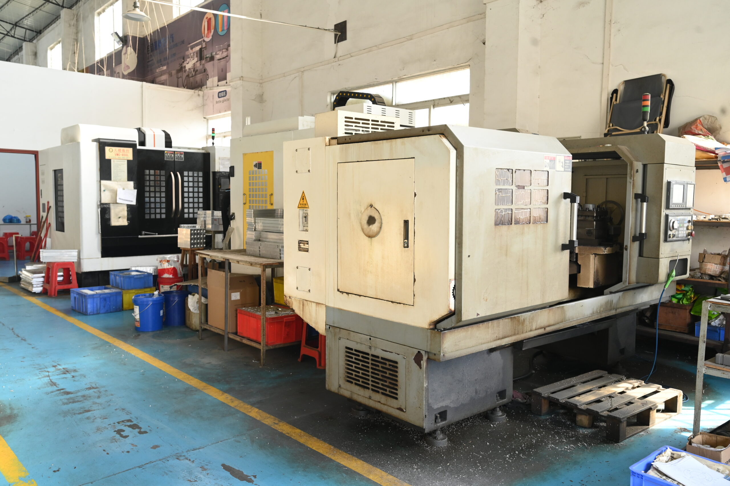 High-end CNC machining equipment producing precision parts for packaging machines