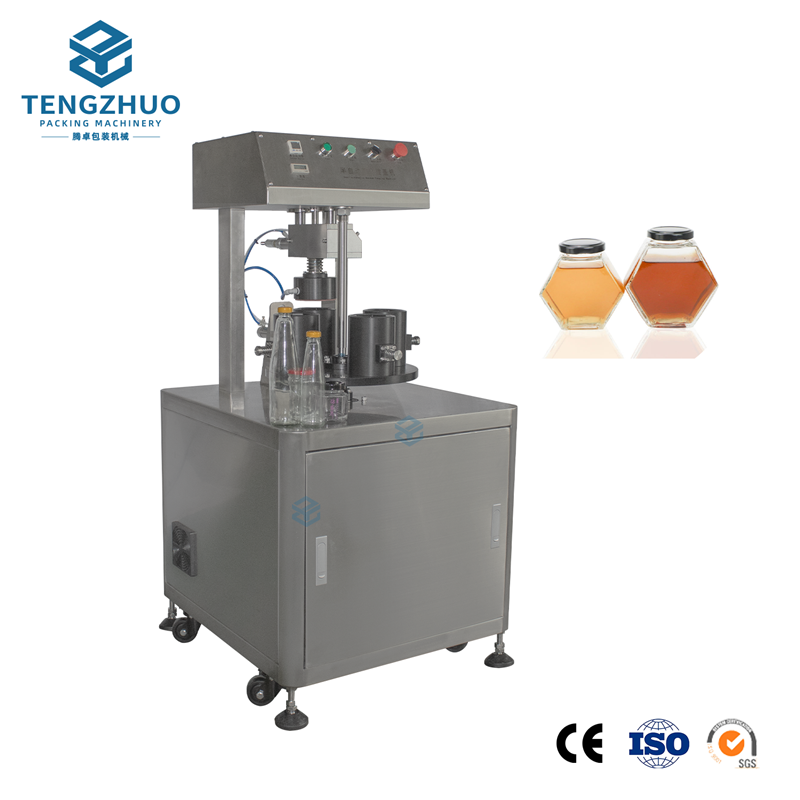 Semi-automatic vacuum sealing and capping machine