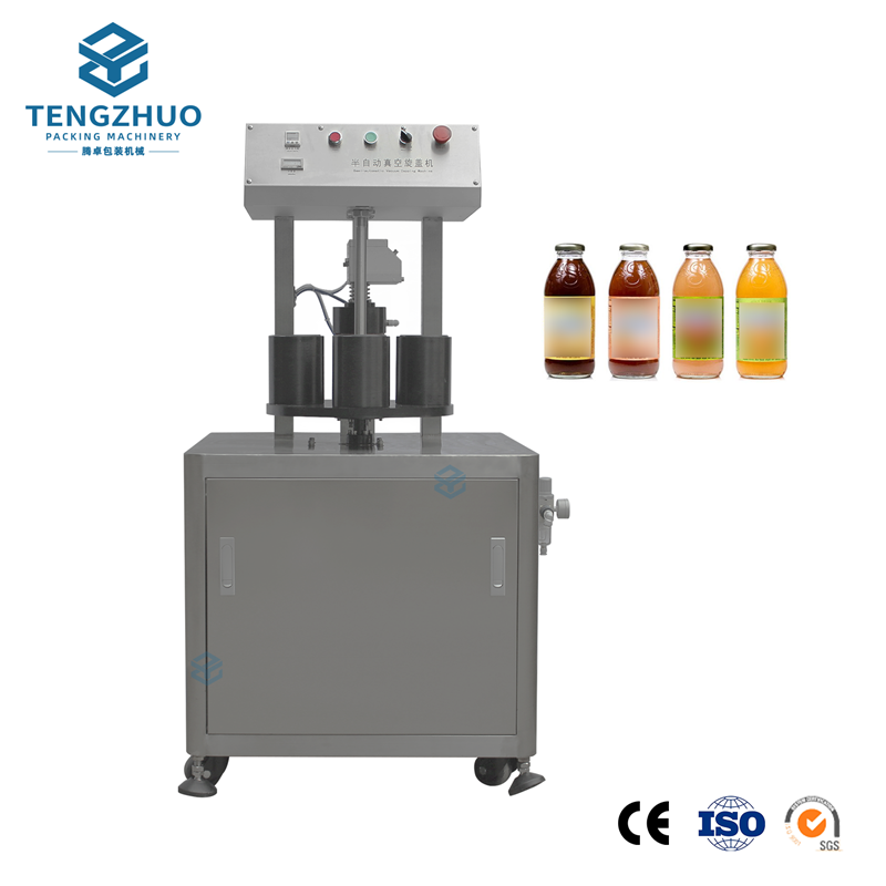 Semi-automatic vacuum sealing and capping machine